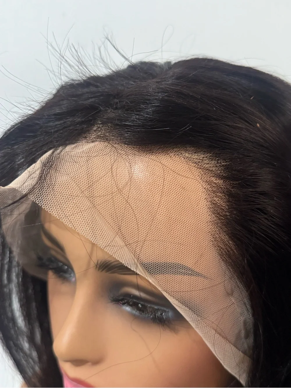 100% Human Hair Black Lace Front Wig Long Straight Center Part